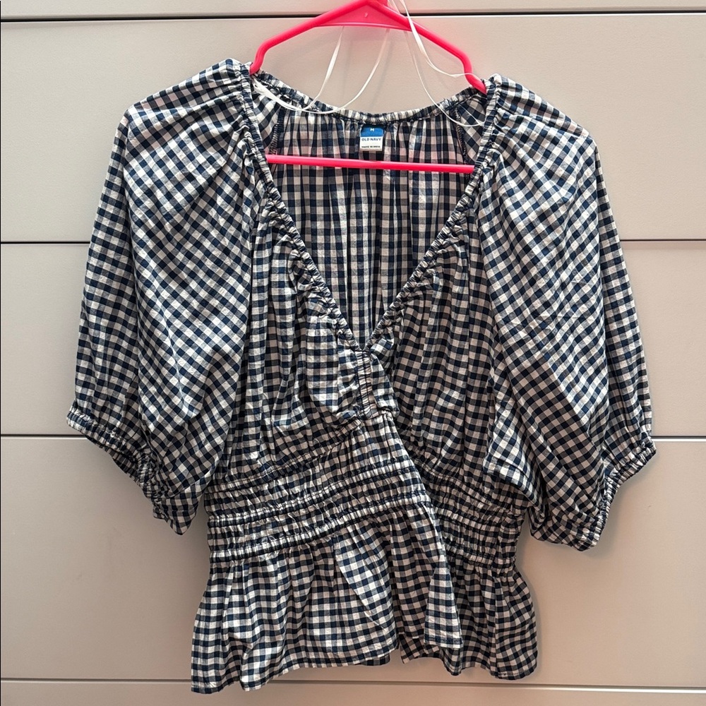 Old Navy Navy and White Checkered Top